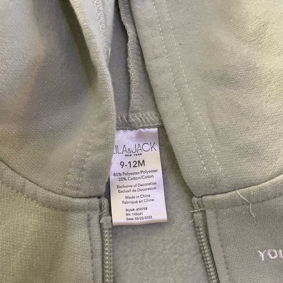 Lila & Jack 2 Piece set. Zip up jacket & sweat pants. - Picture 3 of 6